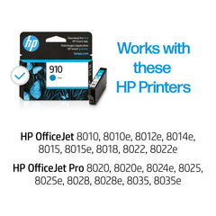 HP cartucho 910 detalle de etiqueta con código 3YL58AN, facilita identificación rápida
