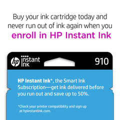 HP cartucho 910 demostrando tono cian brillante en papel, mejora la reproducción de color