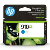 HP 910XL Cyan frente del cartucho mostrando diseño y marca para confianza