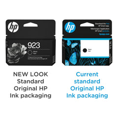 HP caja completa del cartucho 923 con información de modelo visible