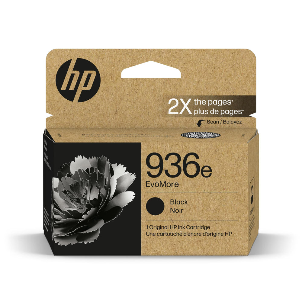 HP 936e frontal del empaque mostrando logotipo y sello Carbon Neutral
