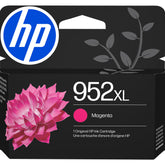 HP 952XL Magenta frontal del empaque mostrando la marca HP y modelo L0S64AN, garantiza compatibilidad