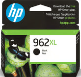 Cartucho HP 962XL frente del empaque mostrando compatibilidad y ventaja de rendimiento
