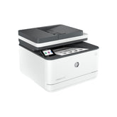 HP LaserJet Pro MFP 3101fdw vista frontal con bandeja, aspecto profesional y ahorro de espacio