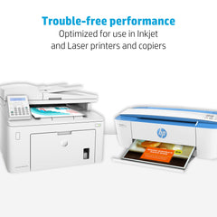 HP premium32 sheets in printer tray reducing jams and ensuring consistent feeds