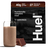 Huel envase Black Edition chocolate mostrando el frente y diseño claro