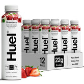 Huel envase frontal mostrando la marca y beneficios prácticos