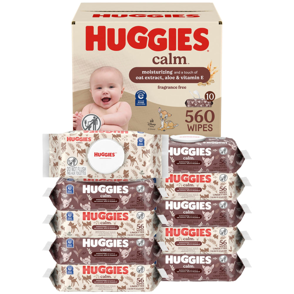 Huggies: frente del empaque con 10 packs, visual de cantidad