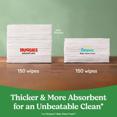 HUGGIES toallita en uso sobre cambiador para limpieza rápida