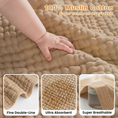 HUITAO primer plano de textura muselina 6 capas, absorción y suavidad