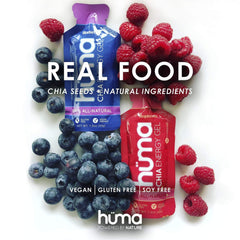 HÜMA CHIA sobre abierto con puré de fruta aportando energía natural