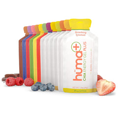 HÜMA CHIA ENERGY GEL frente del envase mostrando variedad y naturalidad