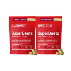HumanN SuperBeets frente del envase mostrando 120 masticables y beneficio práctico