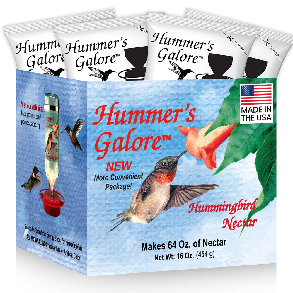 Hummer's Galore frente del empaque mostrando 4 sobres y beneficios de uso