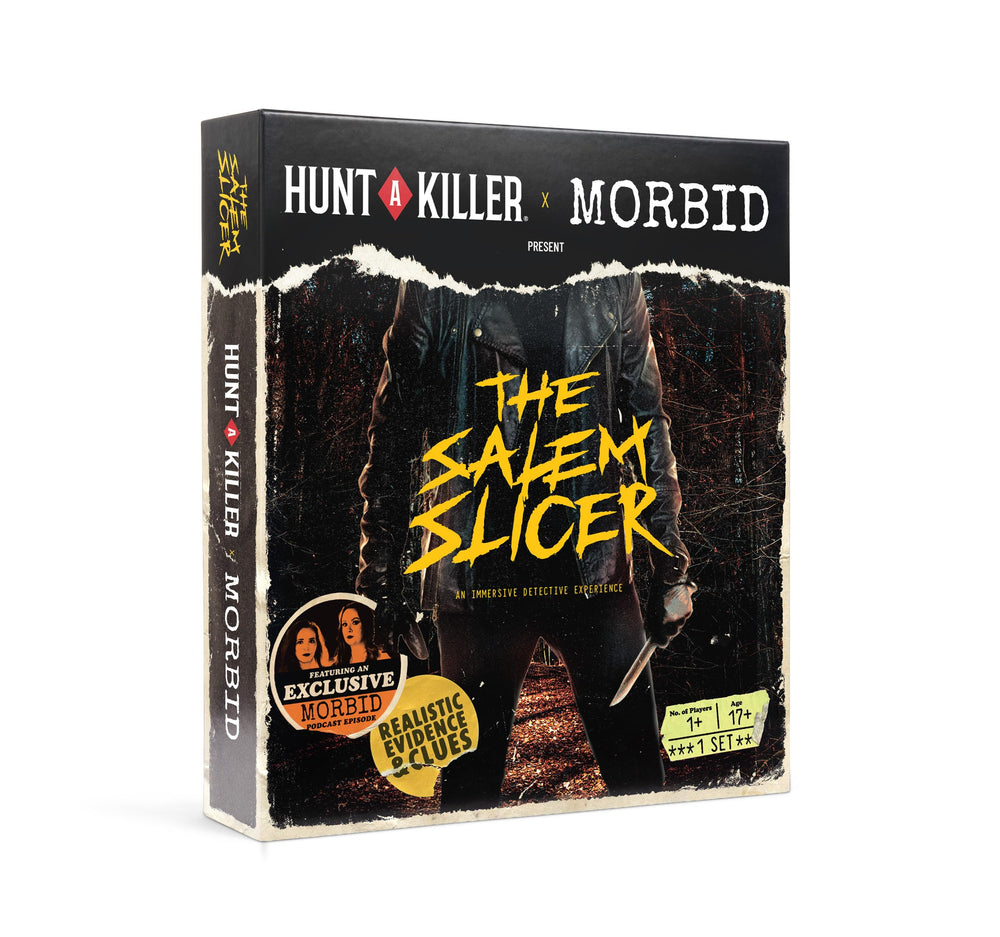 Hunt A Killer caja frontal mostrando la portada y atmósfera del caso