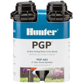 Hunter PGP-ADJ front view showing compact 4-inch pop-up and durable body, reliable performance