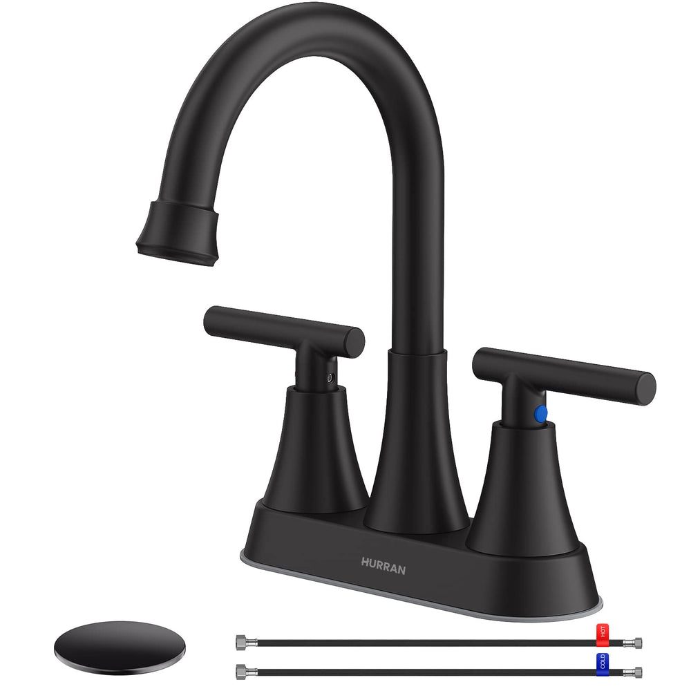 Hurran grifo frontal mate negro mostrando diseño moderno y beneficio estético