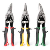 HURRICANE front packaging of 3-piece tin snips showing color-coded handles and set benefit
