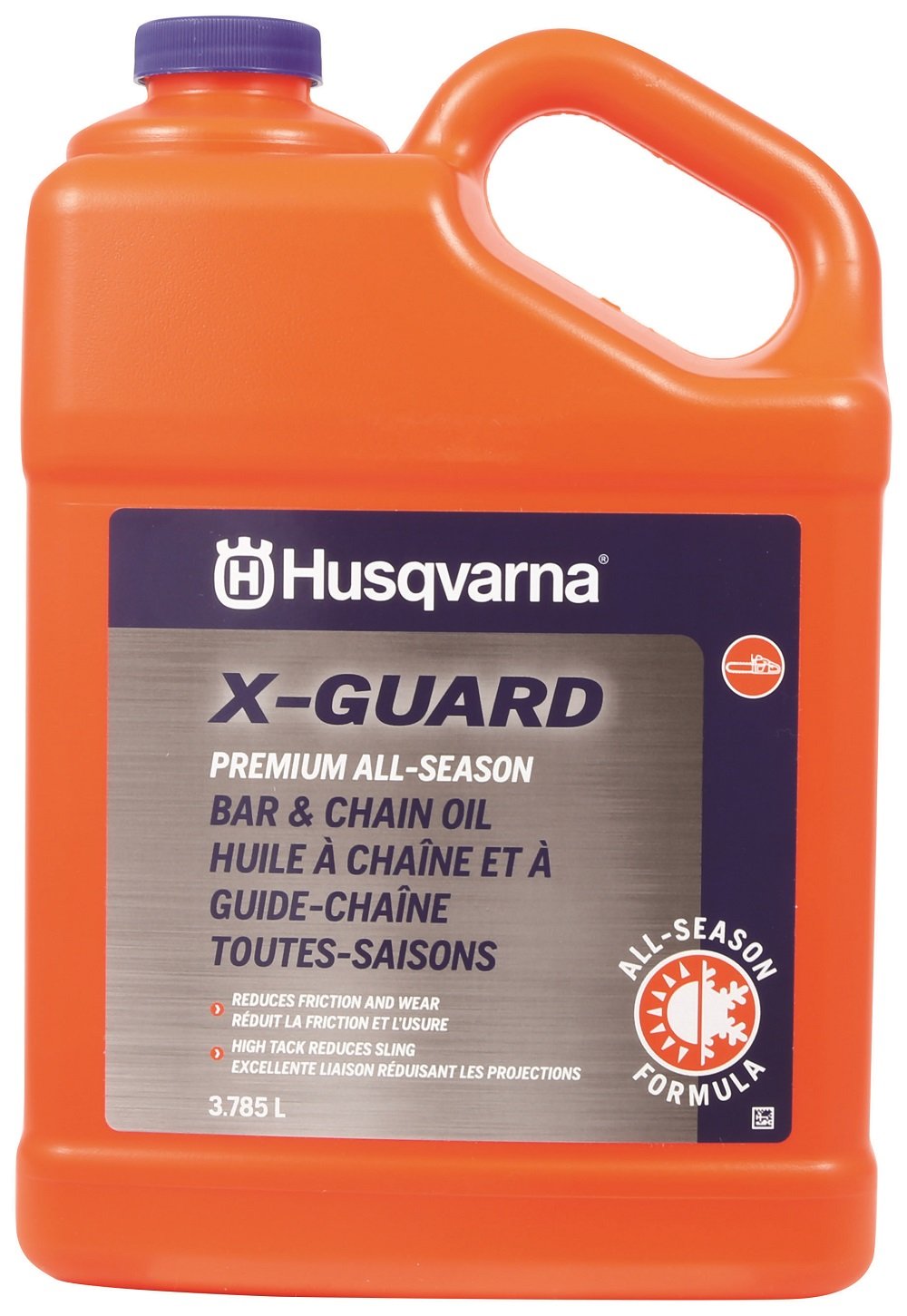 Husqvarna X-Guard front packaging showing one-gallon container and durable protection