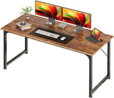 Huuger vista frontal del escritorio rustic brown mostrando espacio de trabajo
