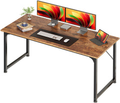 Huuger vista frontal del escritorio rustic brown mostrando espacio de trabajo