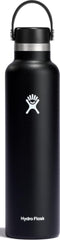 Hydro Flask botella 24 oz negra vista frontal, elegante y portátil