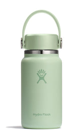 Hydro Flask micro bottle frontal Aloe mostrando diseño compacto y beneficio portátil