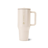 HydroJug Traveler vista frontal mostrando el color crema y capacidad grande