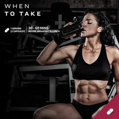 Hydroxycut producto en uso durante entrenamiento para mayor energía y foco