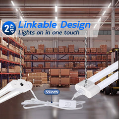 hykolity varias unidades enlazadas iluminando un taller largo