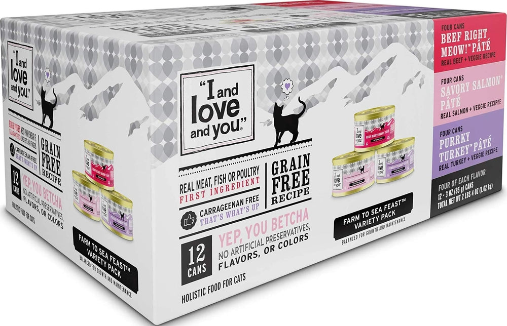 I AND LOVE AND YOU envase frontal mostrando variedad y beneficios nutricionales