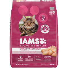 IAMS empaque frontal 22 lb mostrando la marca y beneficio urinario