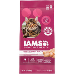 IAMS paquete frontal 7 lb mostrando receta de pollo y beneficios urinarios