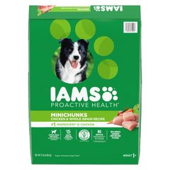 IAMS frente del paquete Minichunks mostrando ingredientes y beneficios