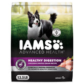 IAMS paquete frontal 13.5 lb mostrando fórmula Healthy Digestion y beneficio digestivo