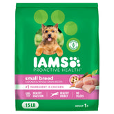 IAMS paquete frente 15 lb mostrando la receta de pollo y granos y conveniencia