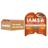 IAMS vista frontal de bandeja sellada mostrando presentación práctica y sin desperdicio