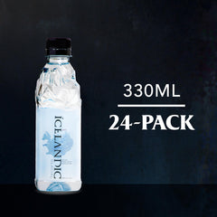Icelandic Glacial detalle de textura de la botella enfatizando agarre reciclable