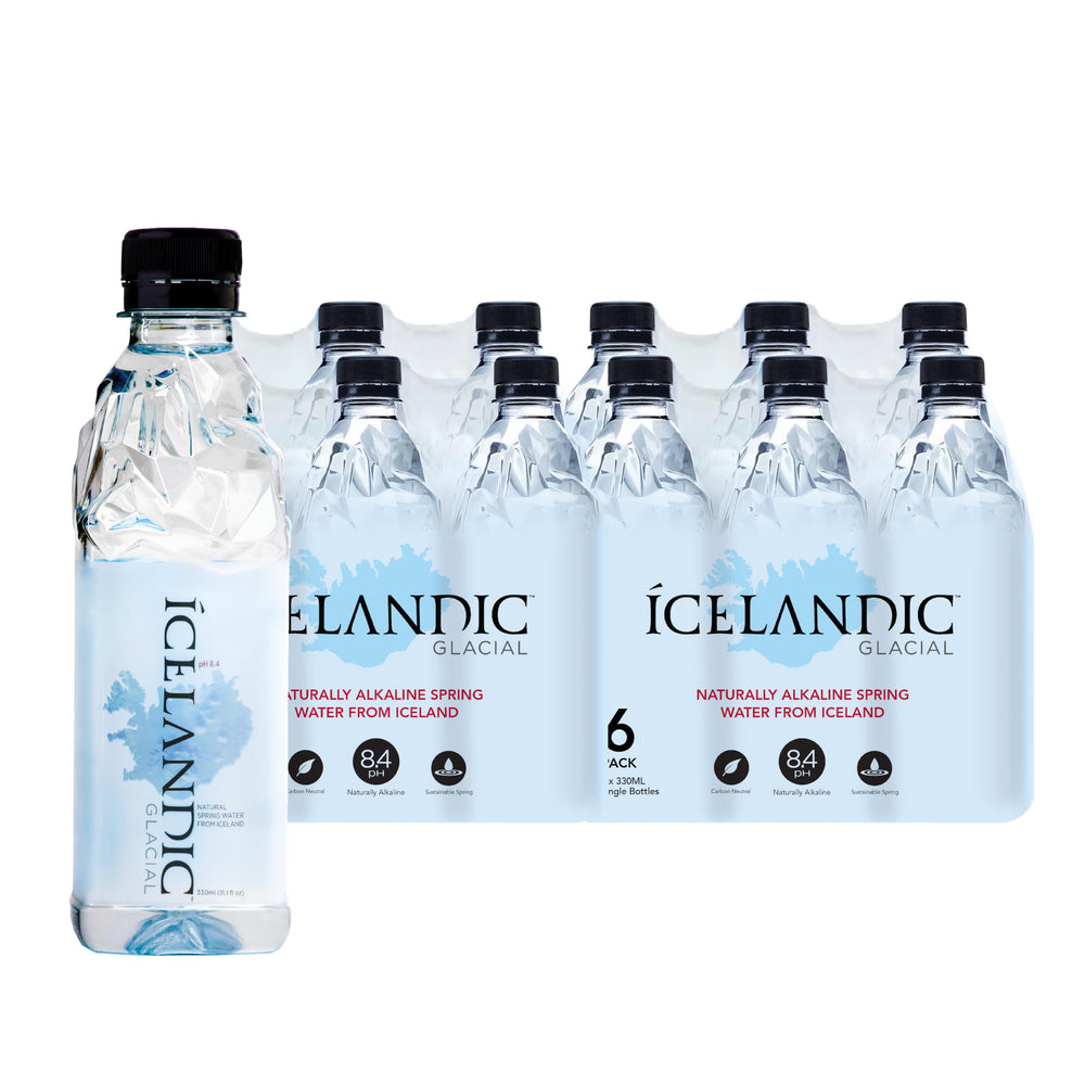 Icelandic Glacial botella frontal 330 mL mostrando logo y diseño premium