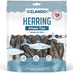 Icelandic+ empaque frontal del arenque entero mostrando el producto y la marca