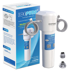 ICEPURE vista frontal del sistema bajo fregadero con instalación compacta y ahorro
