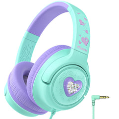 iClever vista frontal del auricular con diseño infantil y protección auditiva