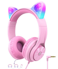 iClever HS20 frontal con orejas de gato y luces LED, diseño atractivo para niñas