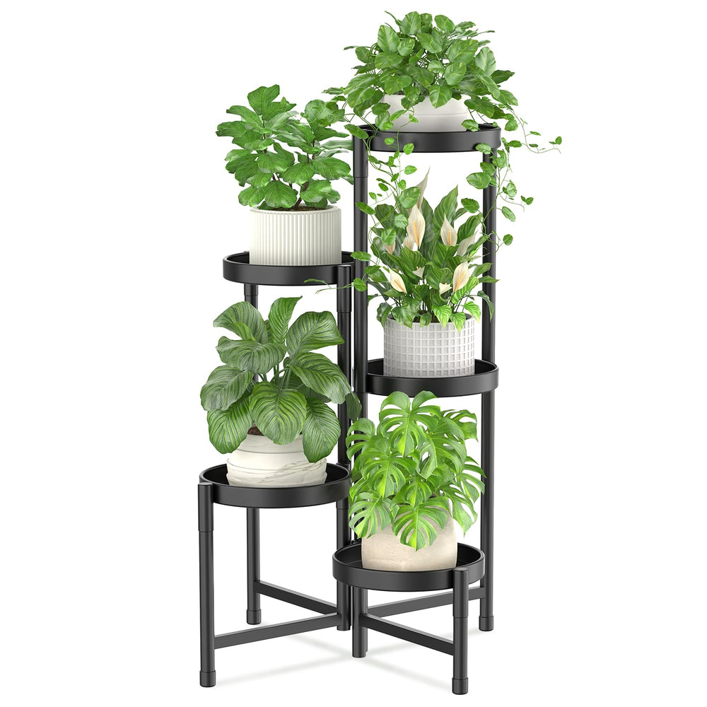 iDavosic.ly front view of 5-tier plant stand showing compact display benefit