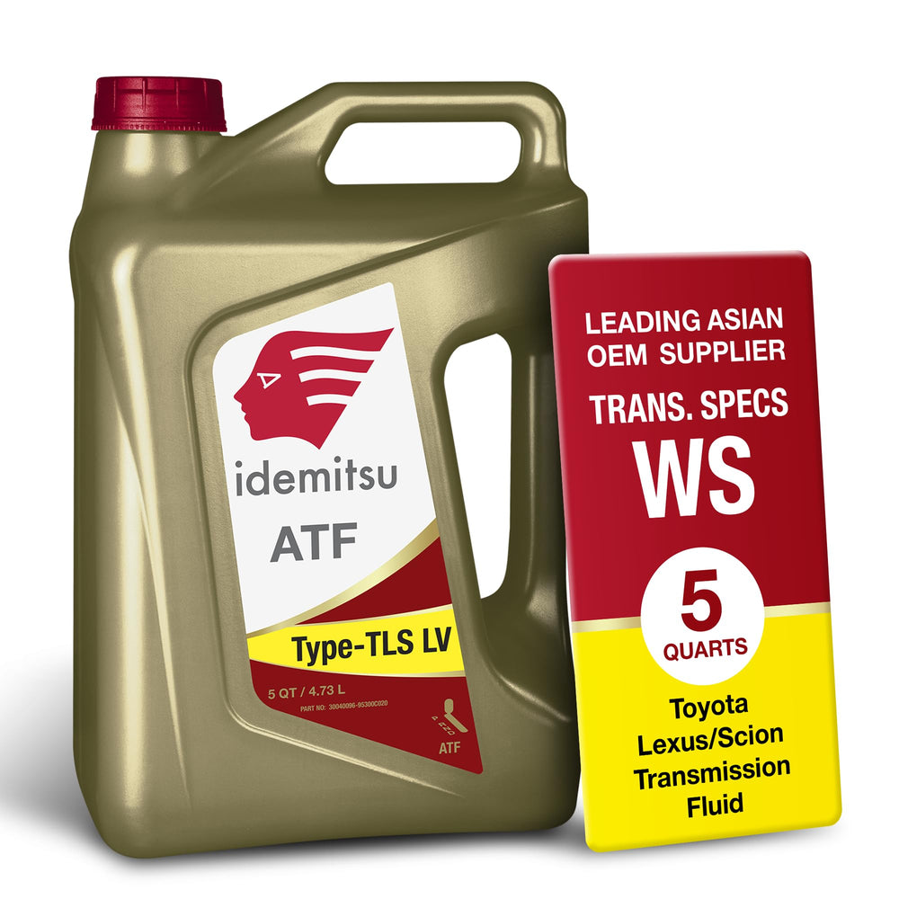 Idemitsu ATF frontal del envase mostrando la marca y la capacidad 5 Qt, confianza inmediata