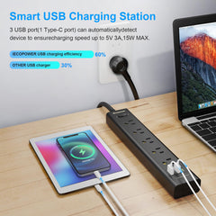 IECOPOWER cable de 10 ft y clavija plana inclinada para ahorrar espacio