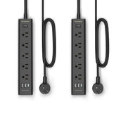 IECOPOWER regleta frontal con 5 enchufes y 3 puertos USB mostrando organización eficiente