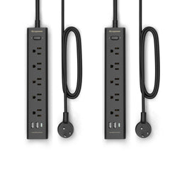 IECOPOWER regleta frontal con 5 enchufes y 3 puertos USB para carga múltiple