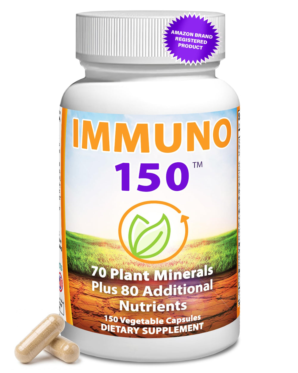 Immuno 150 frasco frontal mostrando diseño y cantidad de cápsulas