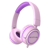 IMYB auriculares infantiles frontal rosa mostrando diseño cómodo y volumen seguro